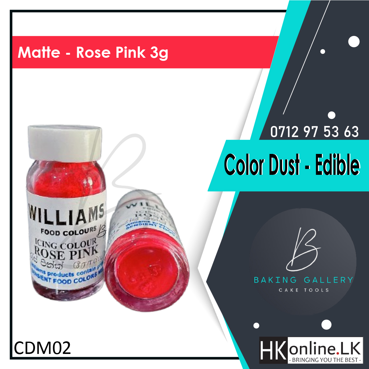 Williams Color Dust – Matte Rose Pink 3g (Edible)