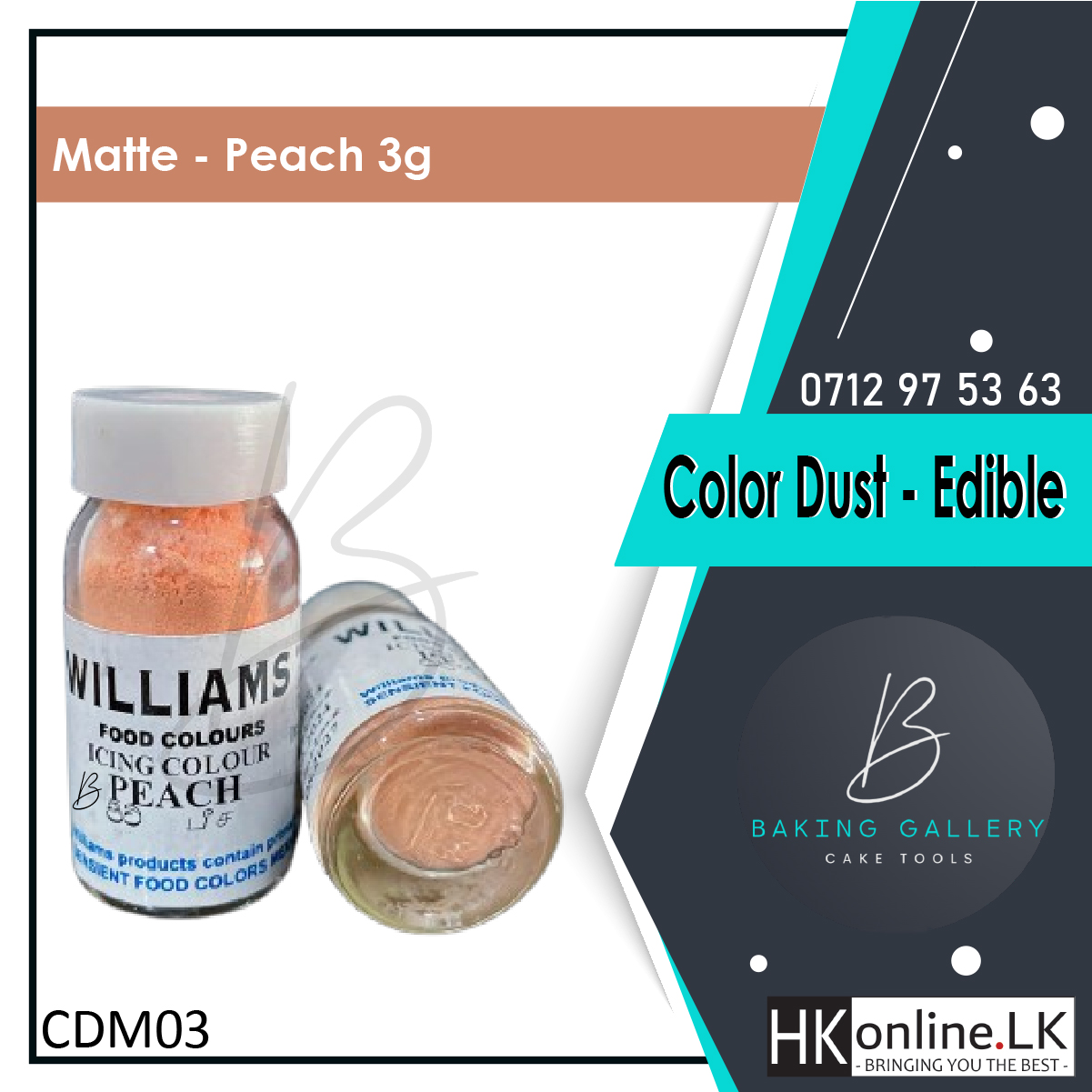 Williams Color Dust – Matte Peach 3g (Edible)