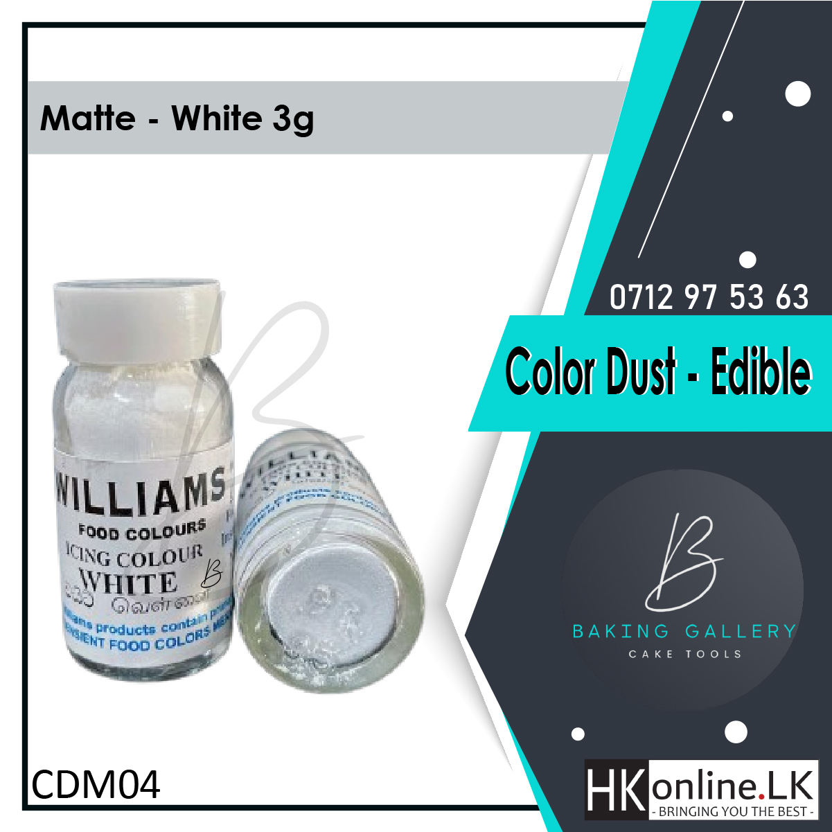 Williams Color Dust – Matte White 3g (Edible)