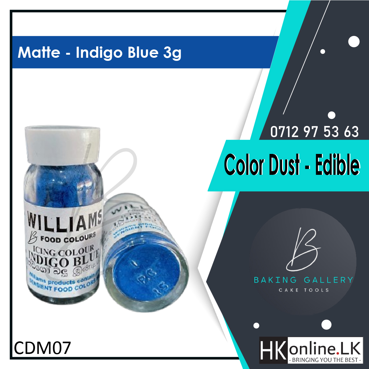 Williams Color Dust – Matte Indigo Blue 3g (Edible)