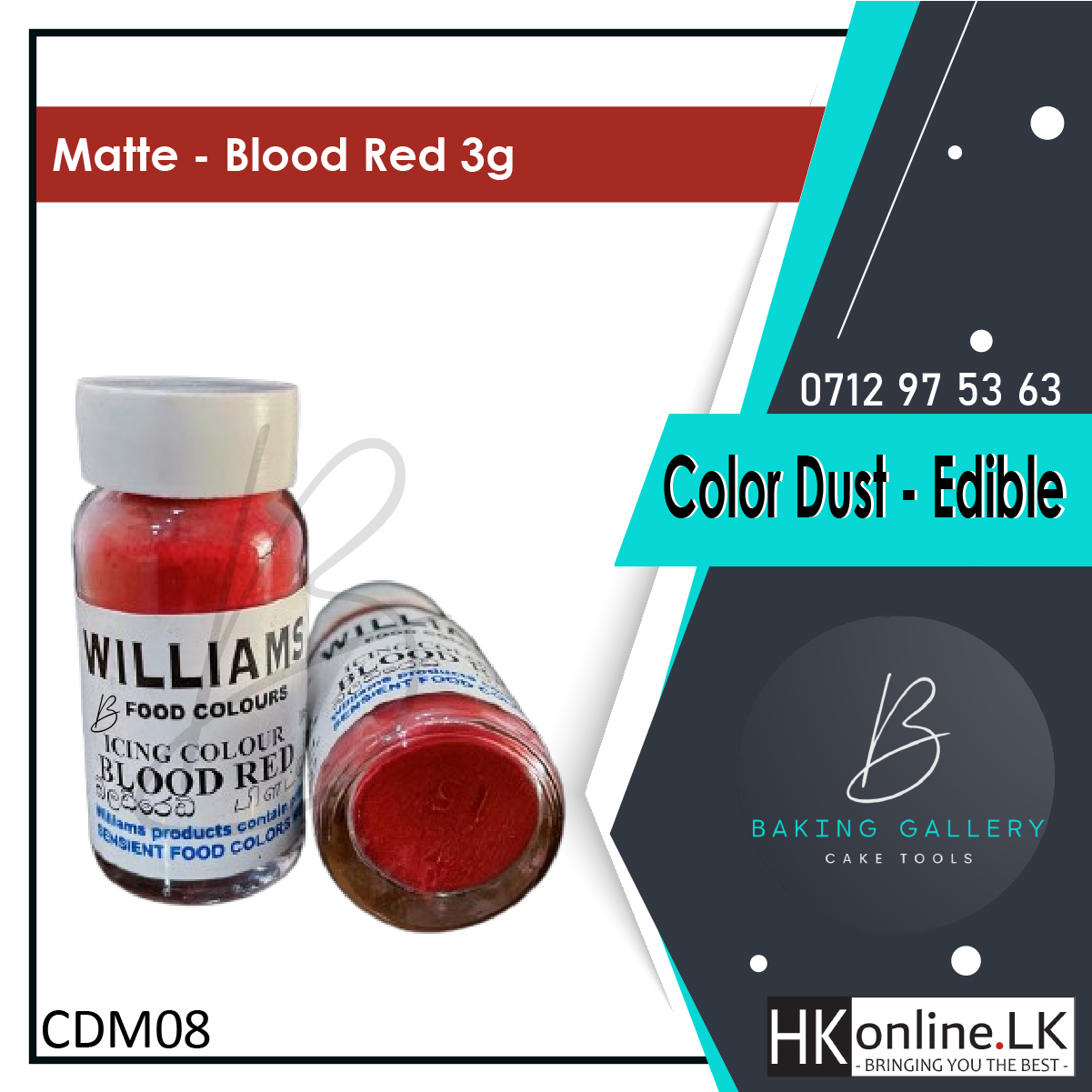 Williams Color Dust – Matte Blood Red 3g (Edible)