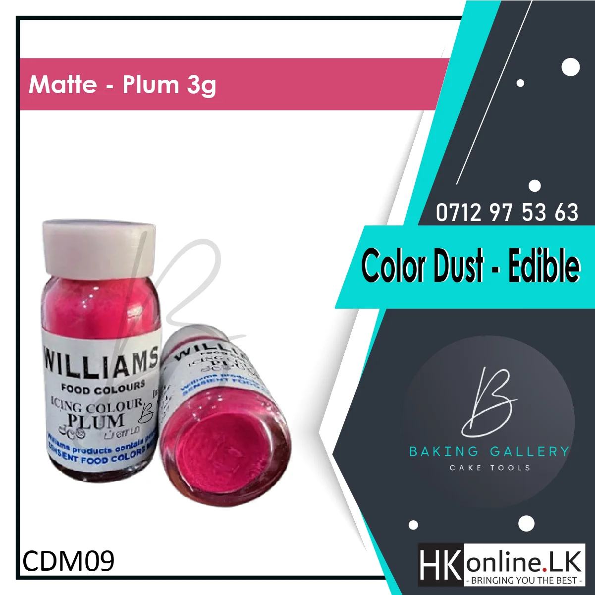 Williams Color Dust – Matte Plum 3g (Edible)