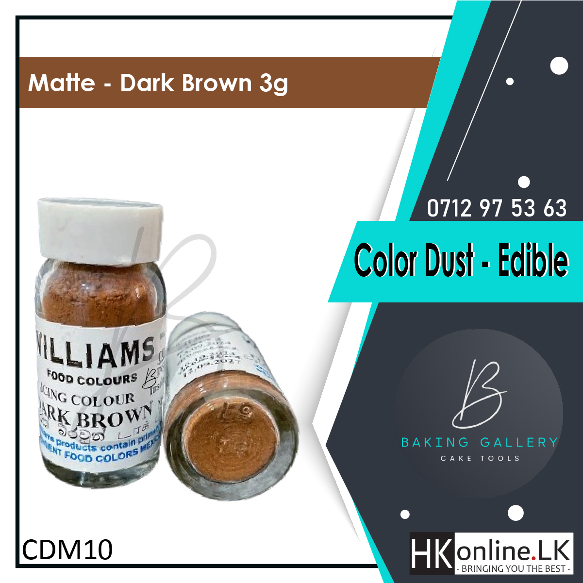 Williams Color Dust – Matte Dark Brown 3g (Edible)