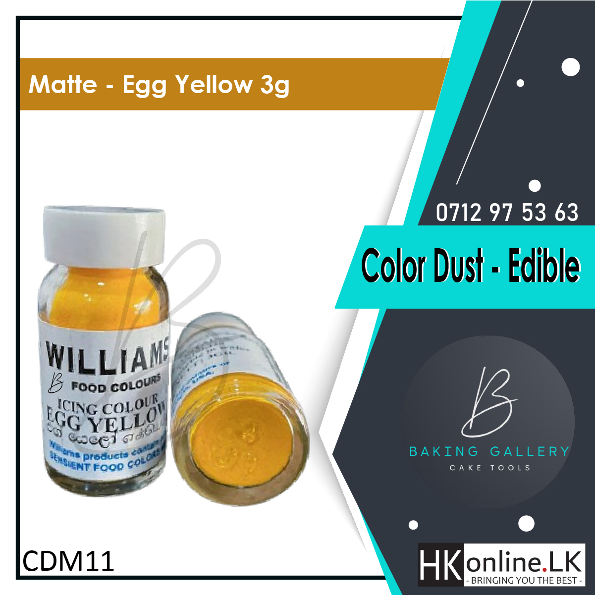 Williams Color Dust – Matte Egg Yellow 3g (Edible)