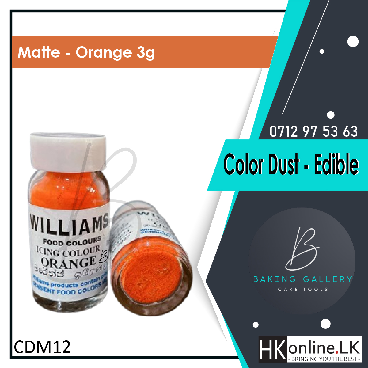 Williams Color Dust – Matte Orange 3g (Edible)