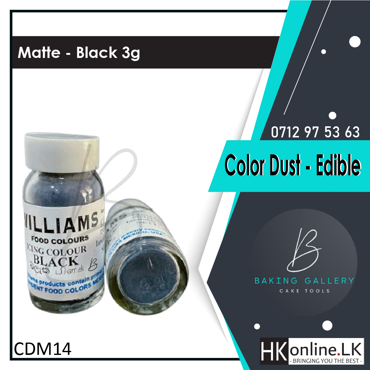 Williams Color Dust – Matte Black 3g (Edible)