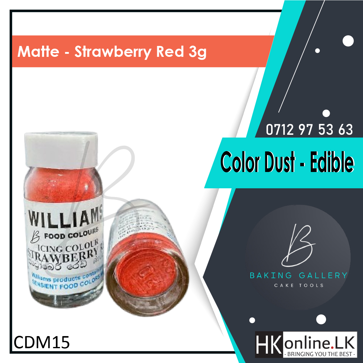 Williams Color Dust – Matte Strawberry Red 3g (Edible)