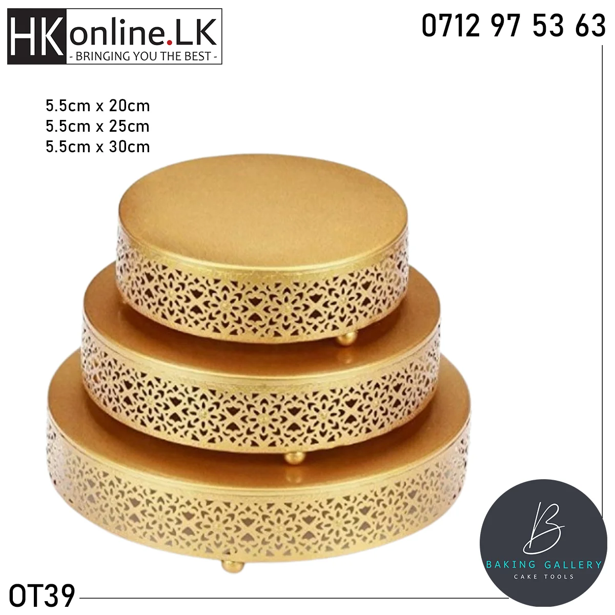 Cake Stand Set 3Pcs Round – Gold Color OT39